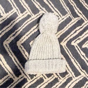 BDG Soft White Knit Pom-Pom Beanie